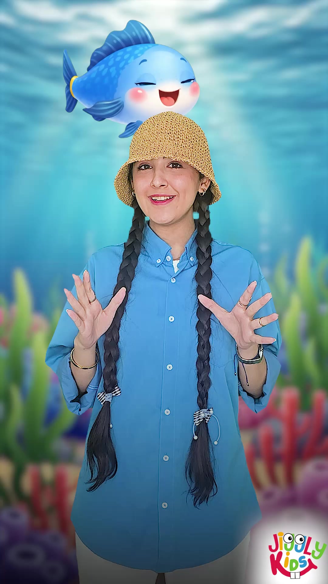 کاور آموزش Blue و Fish به انگلیسی برای کودکان | One Little Blue Fish